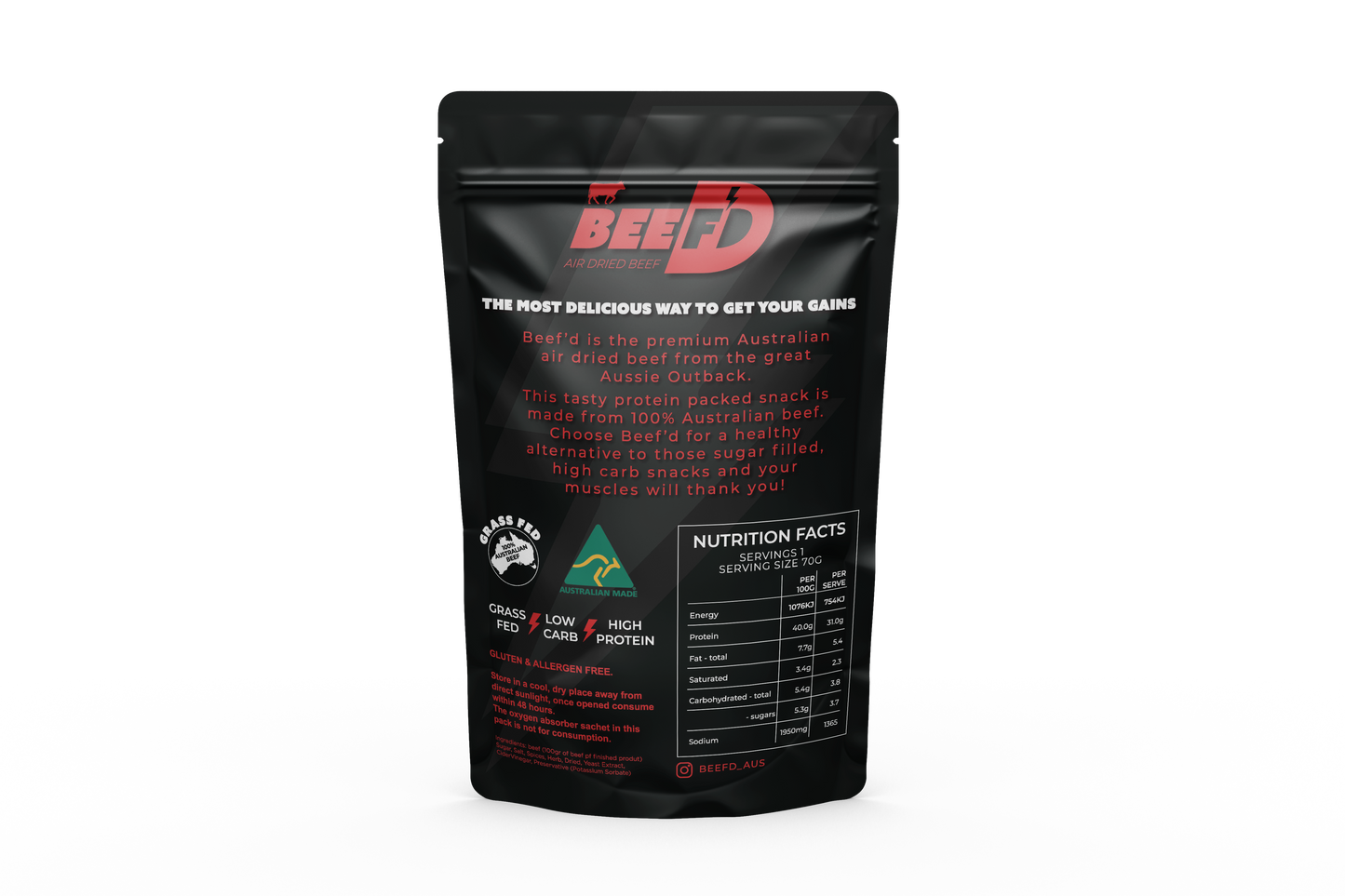 BEEF'D CHIPOTLE FLAVOURED BILTONG 70g