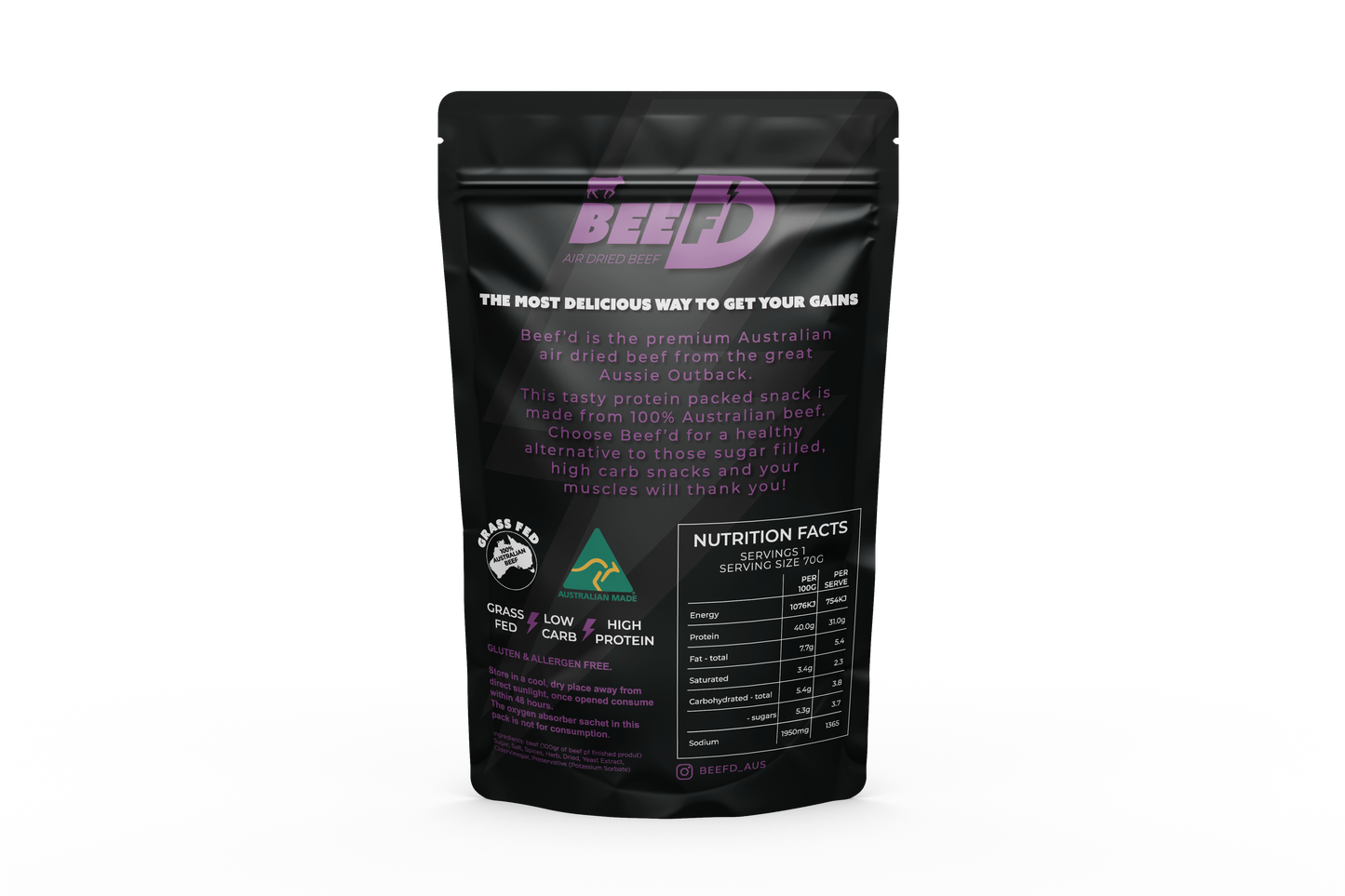 BEEF'D TERIYAKI FLAVOURED BILTONG 70g